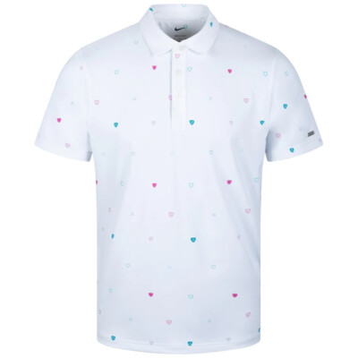 Nike Golf Men's Dri-FIT Player Printed Polo Shirt Sz 2XL XXL White FREE SHIP $75