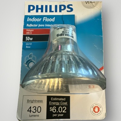 (5) Philips Indoor Flood Lightbulb 50W GUI0 Base BC50TWISTLINE GUI0/FL25