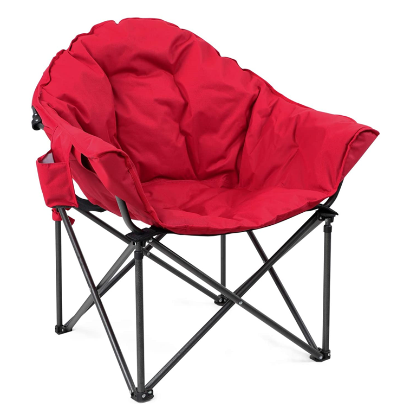 Oversized Folding Camping Chairs Padded Moon Chair Saucer Recliner w/ Carry Bag