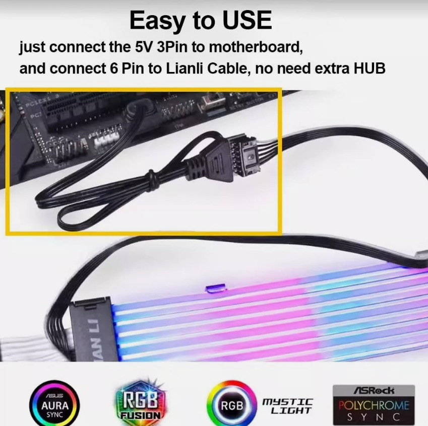 Motherboard 5V ARGB Cable Adapter For Lian Li Strimer Plus 6Pin 8Pin Connector