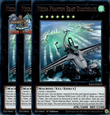 Yugioh! 3x Mecha Phantom Beast Dracossack RA03-EN039 Ultra Rare 1st Ed NM