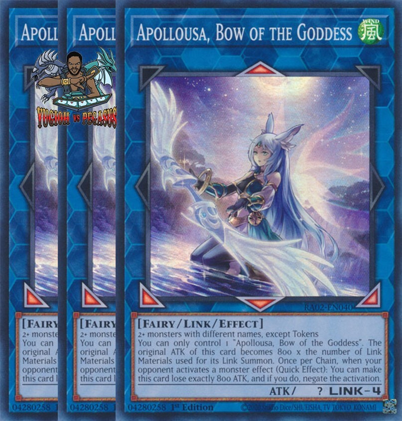Yugioh! 3x Apollousa Bow of the Goddess Alt Art RA02-EN040