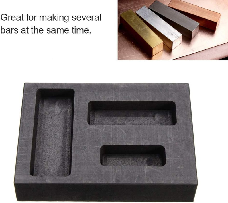LTKJ Graphite Ingot Molds for Casting, 1/4 1/2 1 OZ Refining Scrap Bar Combo Mou