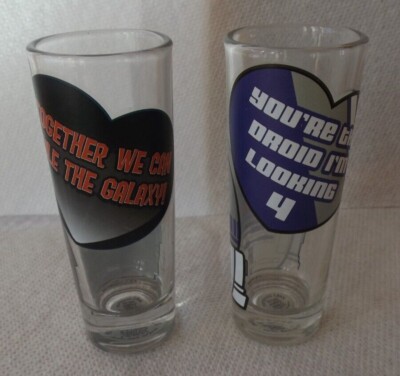 Lot of 2 DISNEY Star Wars ZAK Designs Tall 2 oz Shot Glass Collector Love Heart