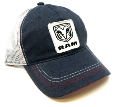 DODGE RAM LOGO GREY WHITE ADJUSTABLE CURVED BILL MESH TRUCKER SNAPBACK HAT CAP 