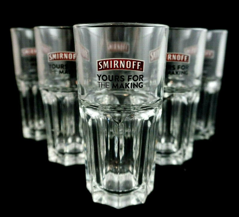 Smirnoff Vodka 6x GlÃ¤Ser Longdrink Glas Wodka Bar Kneipe Party 2cl 4cl Neu