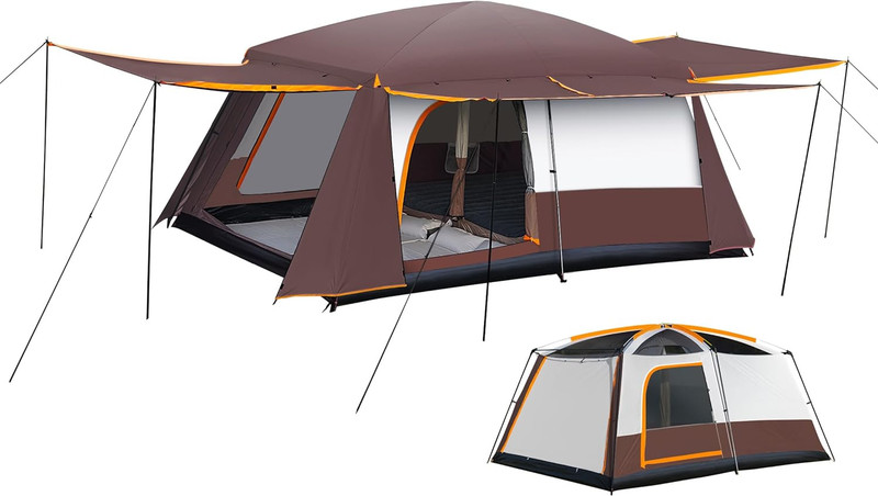Camping Tent 4-6 Person, Double Layer, Multi-Room Family Cabin Tents