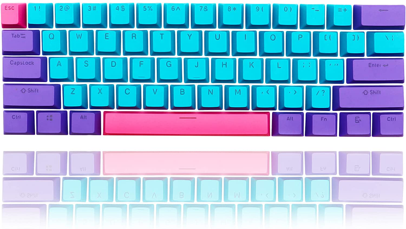 Blue GTSP 61 Keycaps 60 Percent Ducky One 2 Mini Mechanical Gaming Keyboard