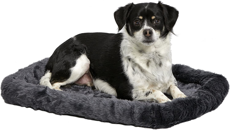 Midwest Homes for Pets Dog Bed – Gray Faux Fur Bolster, Ultra-Soft and Machine W