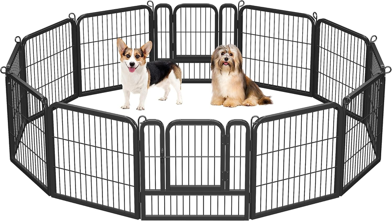Dog Playpen Outdoor 24 Inch 24 Panels Indoor Dog Fence Metal Dog Pen Heavy Duty Pet Exercise Pen for Rv/Camping/Garden