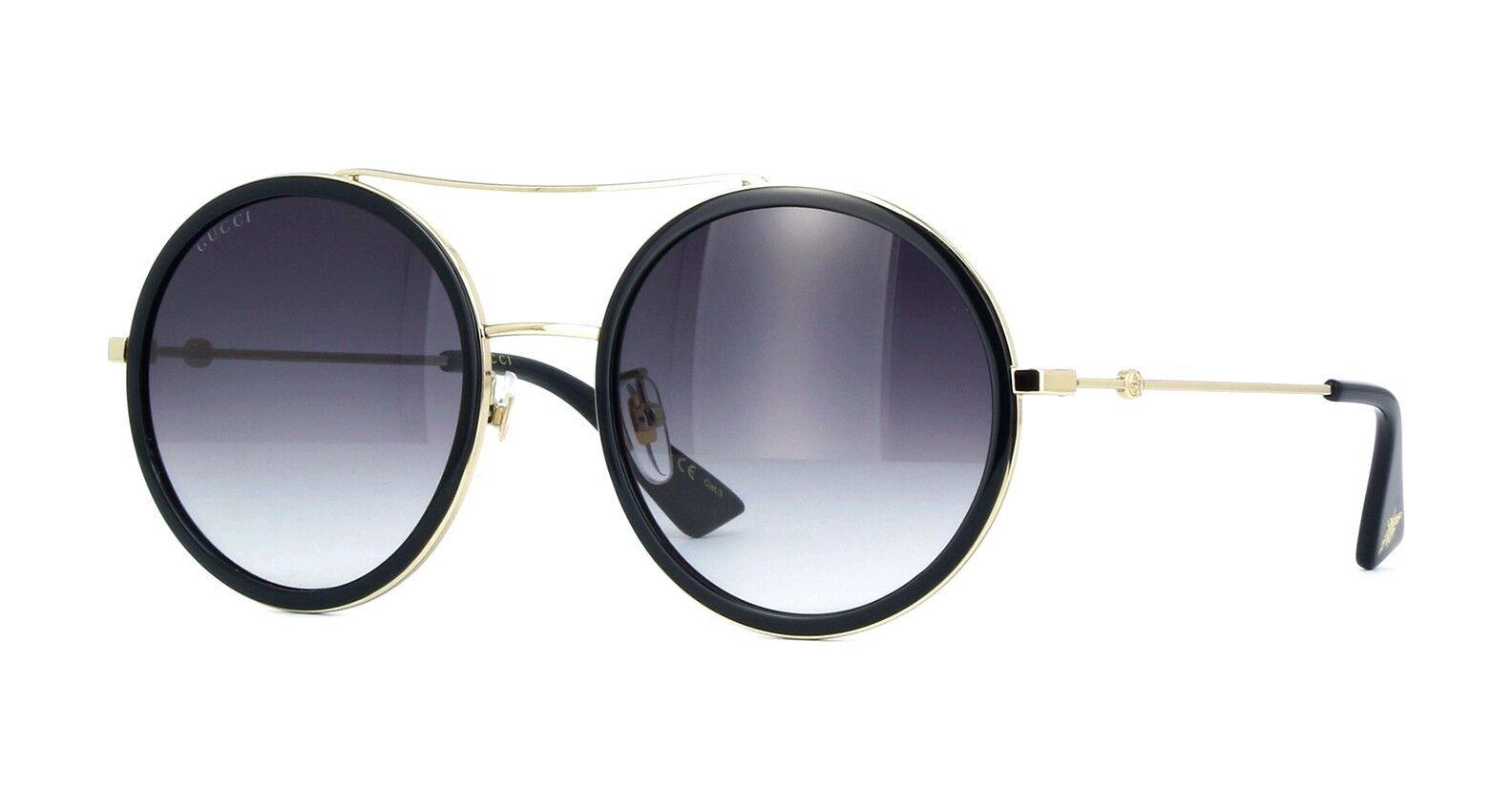 Gucci GG0061S Black Gold/Grey Shaded (001) Sunglasses Gucci GG0061S Black Gold/Grey Shaded (001) Sunglasses
