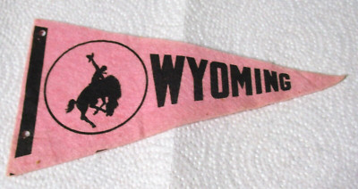 Vintage Mini Felt Pennant ( 7-1/2 X 4 ) - WYOMING - WITH  BRONCO RIDER LOGO