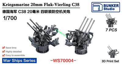 BUNKER WS70004 1/700 Scale Kriegsmarine 20mm Flak - Vierling C38