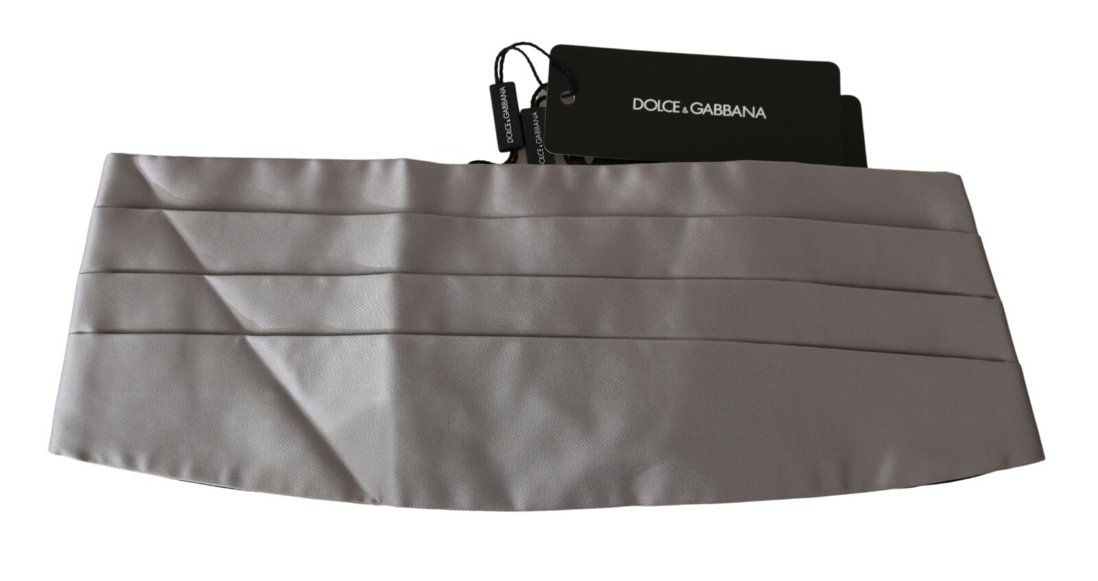 Pre-owned Dolce & Gabbana Cummerbund Gray Men Waist Belt 100% Silk S. It44 / Xs Rrp $450