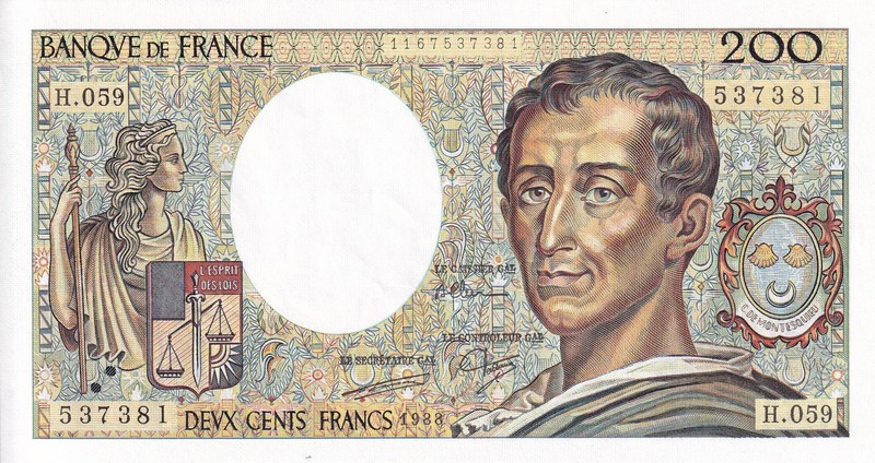 200 Francs - Montesquieu - 1988 - SÃ©Rie H.059 - F.70.08