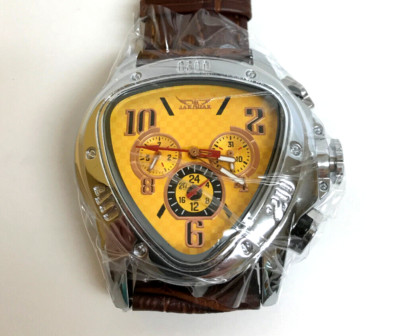 Unused Jaragar Men's Shipping from USA 45mm Triangle Watch Self-Winding Yellow 