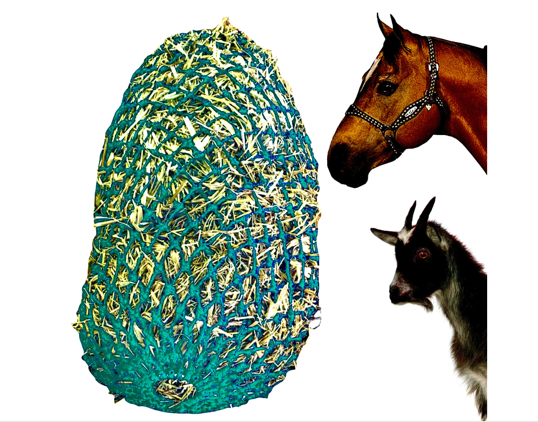 Majestic Ally 1.25”x1.25” Holes Slow Feed 40”Sturdy Hay Net with Bottom Ring.