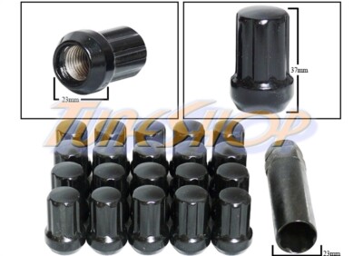 20 DUPLEX 7 SPLINE WHEEL LOCK LUG NUTS KEY 14X1.5 M14 1.5 ACORN CLOSE END BLACK