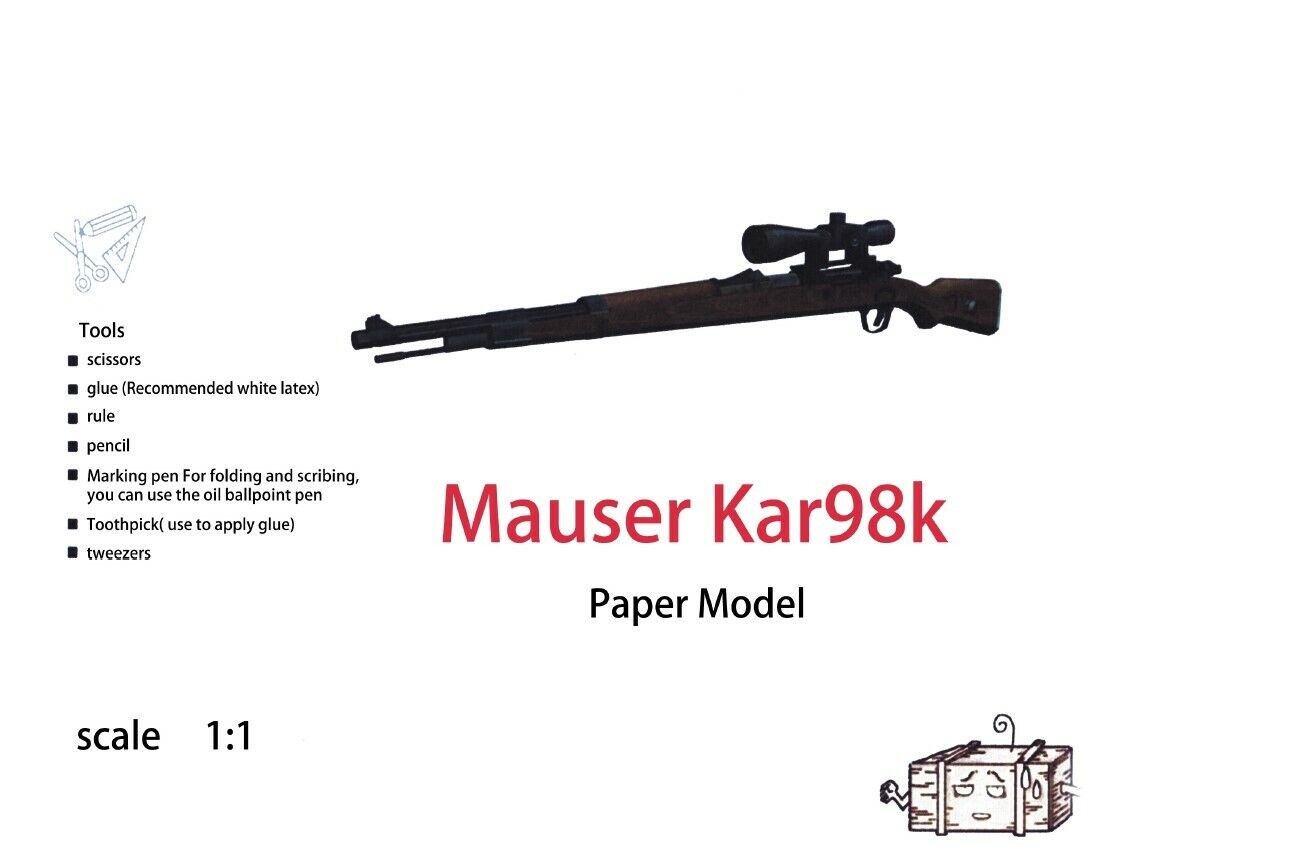 New 1/1 Mauser Kar98K Sniper Rifle With Boxes DIY 3D Paper New 1/1 Mauser Kar98K Sniper Rifle With Boxes DIY 3D Paper