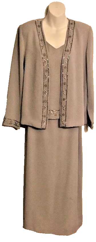 R&M Richards 10 2 Pc. Gray Embellished Dress & Jacket NWT | eBay