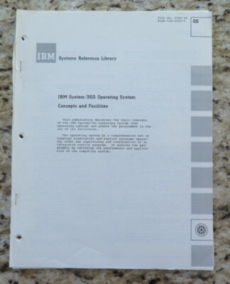 Vintage IBM System / 360 Operating System Concepts and Facilities Dated 1968