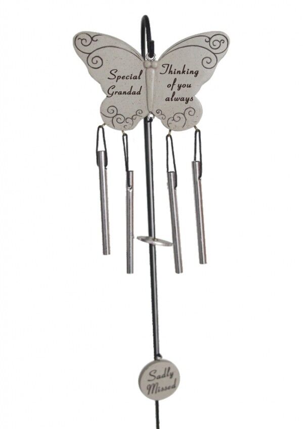 Buy Butterfly Wind Chime & Hanging Crook Memorial Graveside Cemetery Tribute