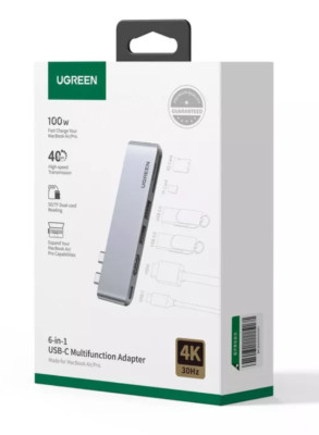 Ugreen USB C Hub Adapter for MacBook Pro and MacBook Air - Gray/Silver