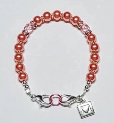 Pink Glass Pearl Beads & Czech Glass Medical Alert ID Replacement Nice!