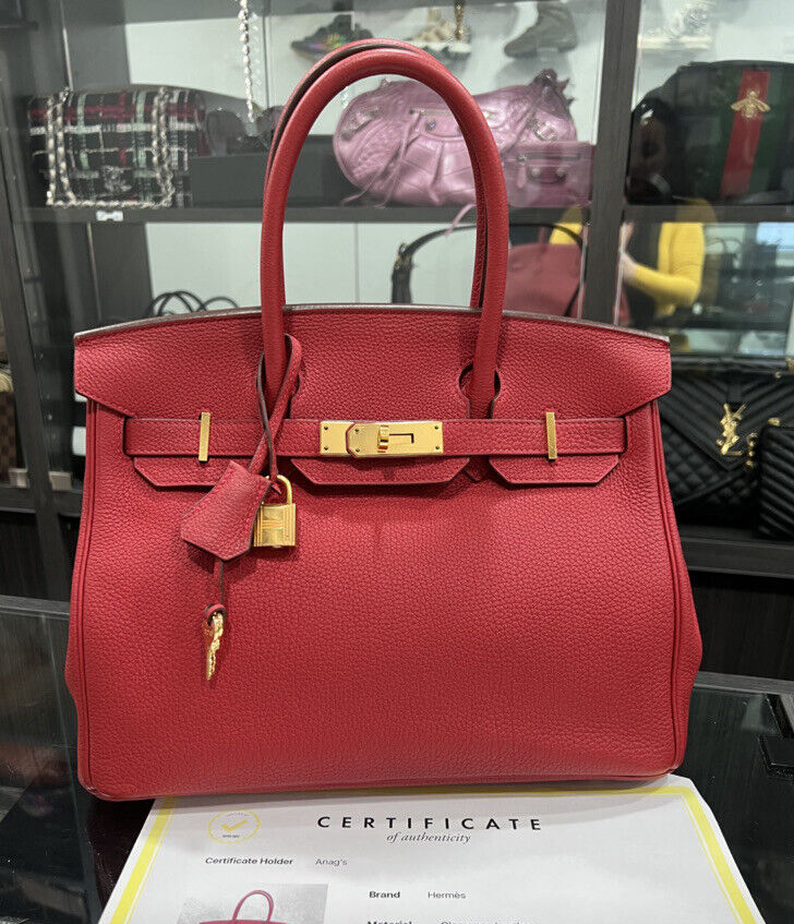 Hermes Birkin Red/Gold Togo Leather 30 W/ Certificate Of Hermes Birkin Red/Gold Togo Leather 30 W/ Certificate Of