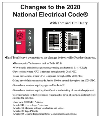 Changes to the 2020 National Electrical Code Paperback   2020 By Tom Henry