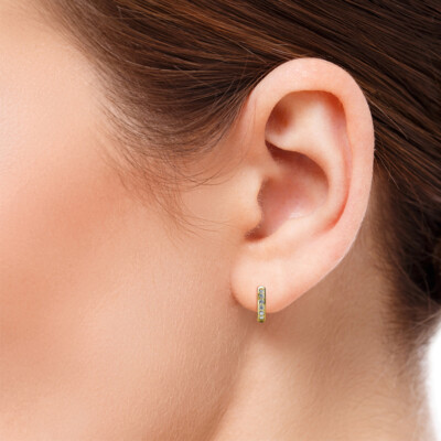 Pre-owned Trijewels Petite Diamond Huggies Womens Hoop Earrings 0.24 Ctw 14k Yellow Gold Jp:9884 In G-h