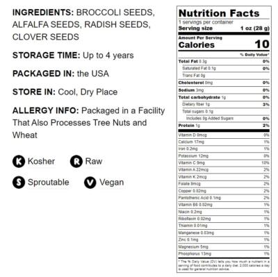 Salad Mix of Sprouting Seeds - Sproutable, Kosher, Raw, Vegan - by Food To Live