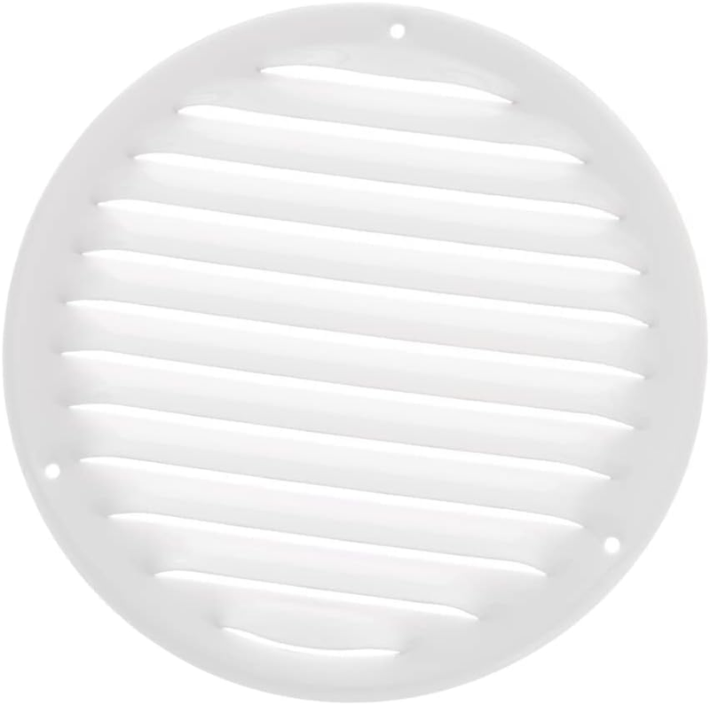 White Round Metal Air Vent Grille Cover with Insect Mesh Ø 160mm / 6" inch  - Ve