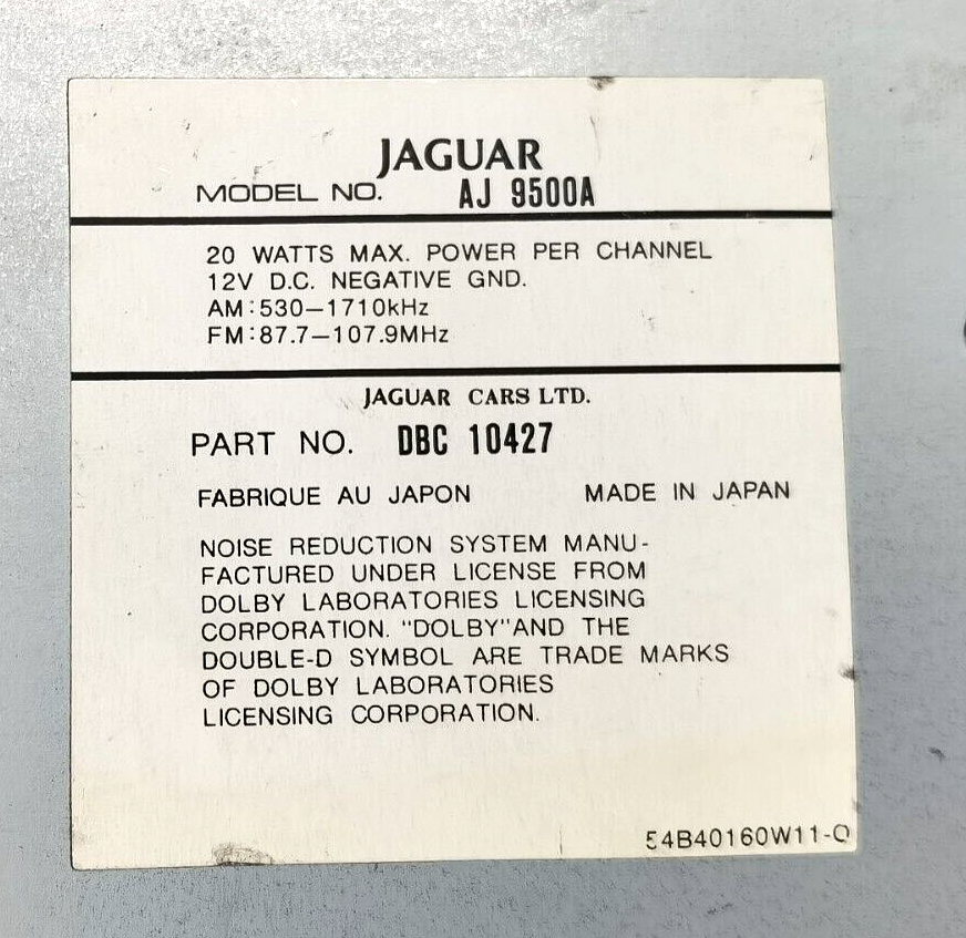 FOR PARTS 1995 - 1997 JAGUAR XJ6 XJ12 AJ9500A STEREO RADIO AM FM CASSETTE DBC104