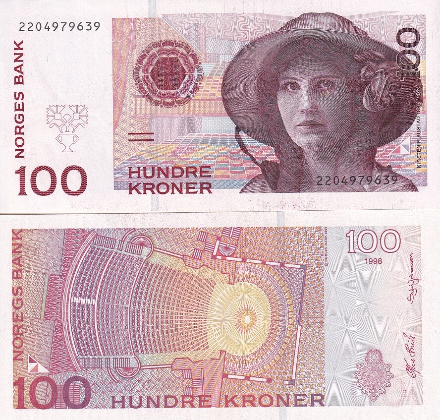Norway 100 Kroner 1998 P 47 a UNC , Kirsten Flagstad, Theater