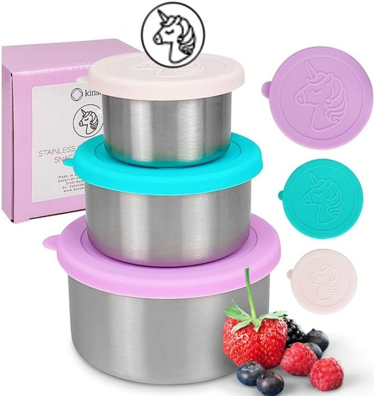 Unicorn Stainless Steel Snack Containers for Kids Girls Toddler Lunch Box for Da