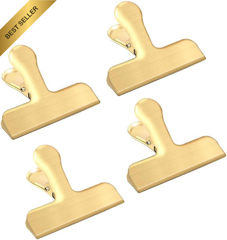 4Pcs Stainless Steel Chip Clips,Heavy Duty Food Bag Clips for Snacks, Chips & Ki
