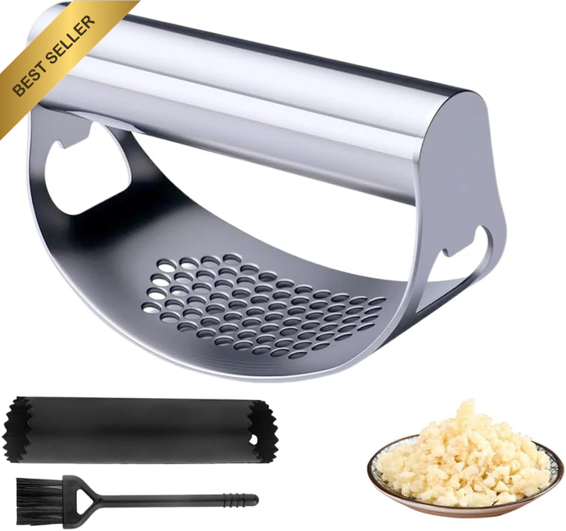 2026 New Garlic Press Rocker, Upgrade Garlic Press Stainless Steel, Portable Man