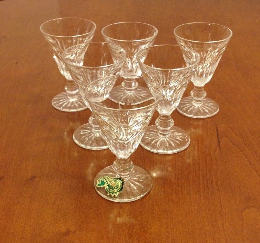 6 - Footed WATERFORD 'Eileen' Cordials NEAR MINT TO MINT  *Made in Ireland*