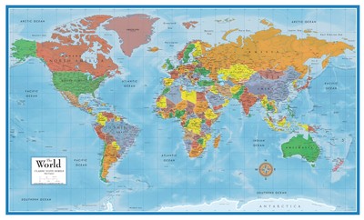  Poster Mural De Mapa De Pared World Premier 24H X 36W