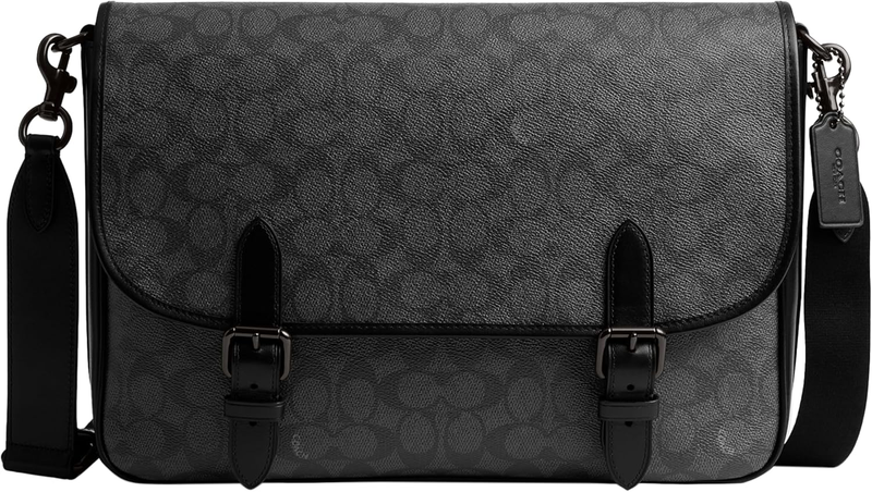 Coach Hitch Messenger Bag in Signature Canvas, Charcoal