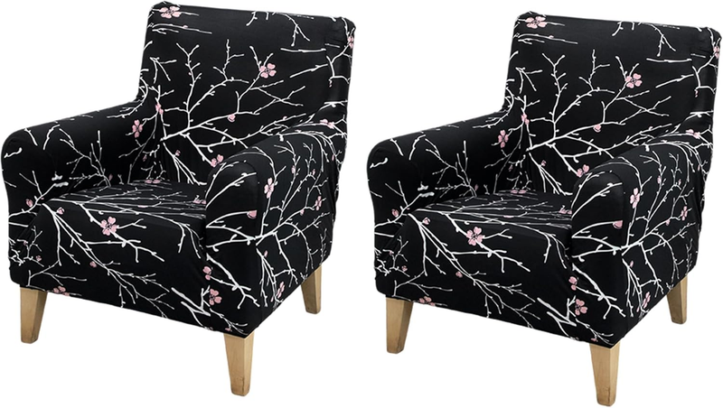 Banquet Armchair Slipcover Printed Chair Covers with Arms Stretch Club Chair Slipcover Soft Armchair Sofa Covers Anti-Slip Furniture Protector for Dogs Pets Home Living Room Decor