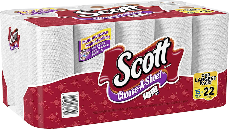 Scott Paper Towels, Choose-A-Sheet, Mega Roll, 15 Rolls (Pack of 1)