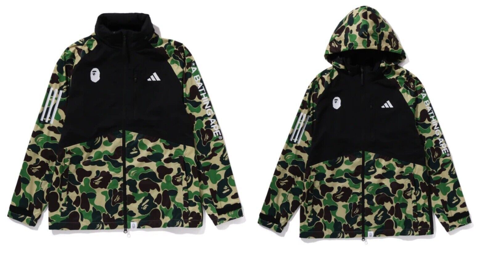 Pre-owned Adidas Originals Bape X Adidas Golf Camo Jacket Hooded Collared Wind Coat Performance Men Size In Black