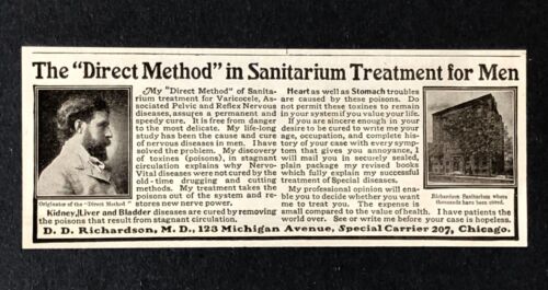 1904 Sanitarium Treatment for Men Advertisement Quack Medicine Antique Print AD