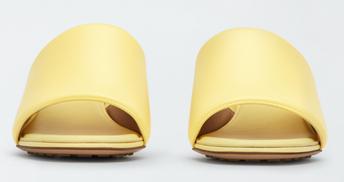 Pre-owned Bottega Veneta Band Lemonade Yellow Leather Sandal Backless Mule Heel Pump 38