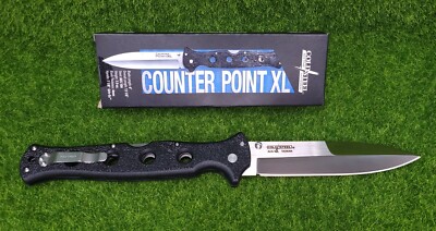 Cold Steel Counter Point XL 6'' Plain AUS-10A Blade Folding Pocket Knife - 10AA