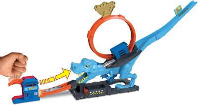 Mattel HKX42 Hot Wheels City T-Rex Chomp-Down Track Set with