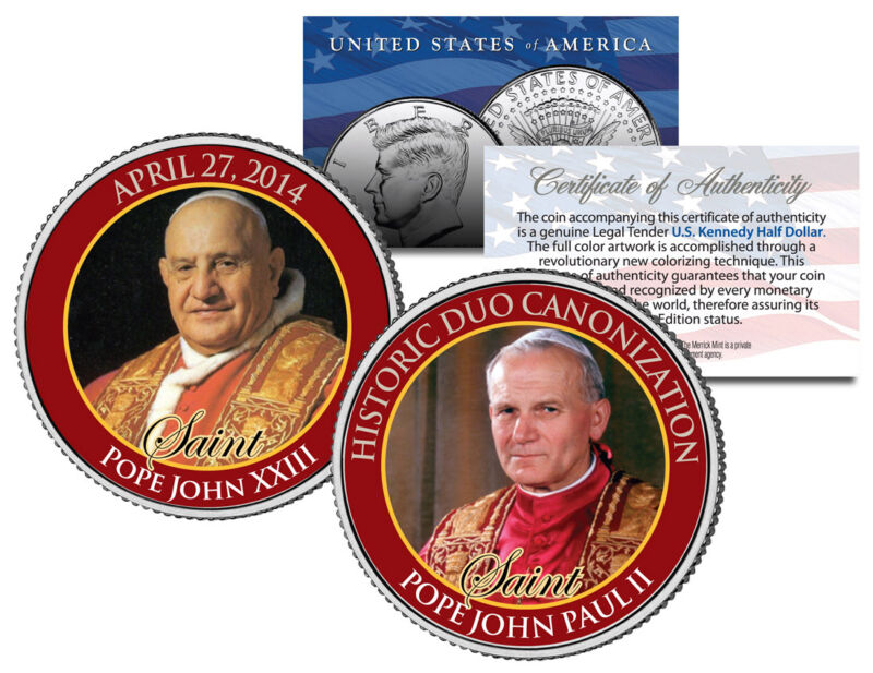 SAINTS POPE JOHN PAUL II & JOHN XXIII CANONIZATION 2014 JFK Half Dollar Coin
