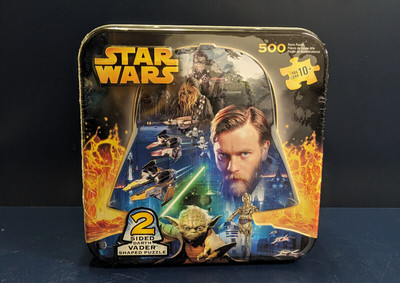 NEW Star Wars 500 Piece 2 Sided Darth Vader Obi-Wan Jigsaw Puzzle Tin Episode 3